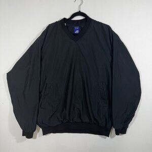 Mizuno Men's Golf Windbreaker V-Neck Pullover Black XL Athleisure Preppy Retro